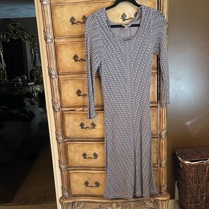 Tommy Bahama Textured Gray Long Sleeve Dress